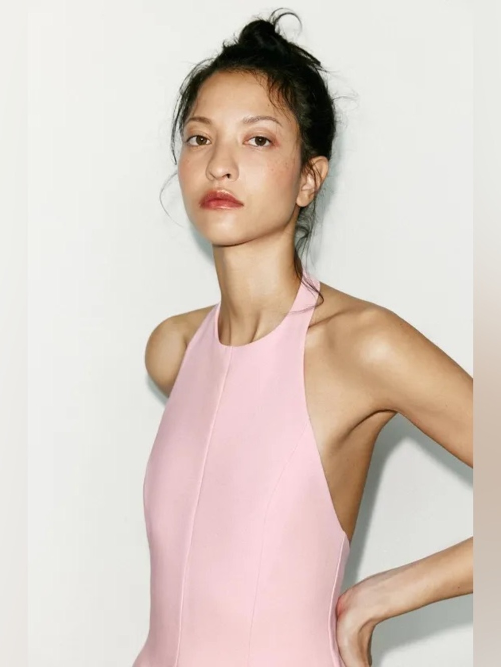 NWT Zara Pastel Pink Halter A Line Skater Dress with Pockets NWT Size M - Picture 12 of 16
